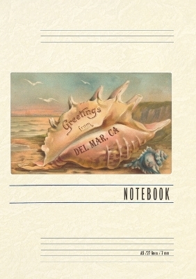 Vintage Lined Notebook Conch Shell, Greetings from Del Mar, California