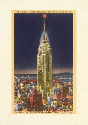 Vintage Lined Notebook Empire State Building at Night, New York City