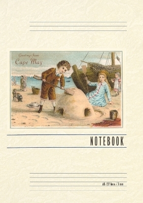 Vintage Lined Notebook Greetings from Cape May, New Jersey, Children on Beach