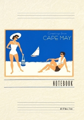 Vintage Lined Notebook Greetings from Cape May, New Jersey, Beach Couple