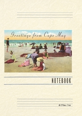 Vintage Lined Notebook Greetings from Cape May, New Jersey, Beach Scene