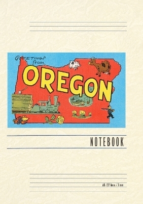 Vintage Lined Notebook Greetings from Oregon, Map