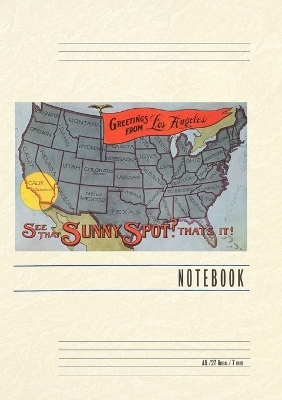 Vintage Lined Notebook Greetings from Los Angeles, Map of US