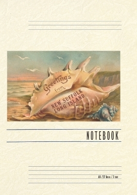 Vintage Lined Notebook Greetings from New Suffolk, Long Island, Conch