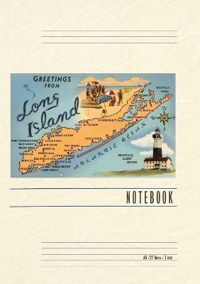 Vintage Lined Notebook Greetings from Long Island, New York, Map