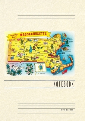 Vintage Lined Notebook Greetings from Massachusetts, Map