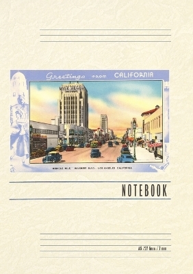 Vintage Lined Notebook Greetings from California, Miracle Mile