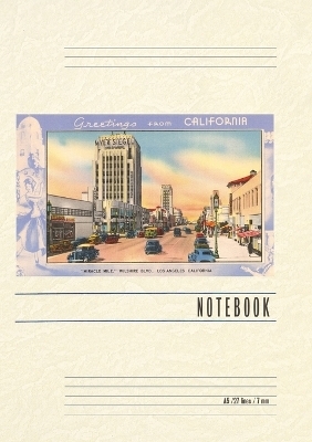 Vintage Lined Notebook Greetings from California, Miracle Mile