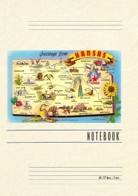 Vintage Lined Notebook Greetings from Kansas, Map