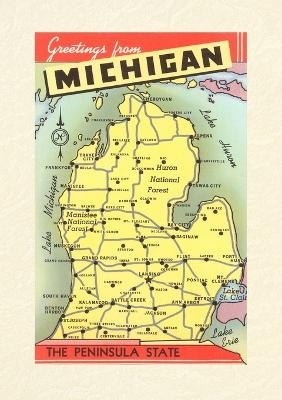 Vintage Lined Notebook Greetings from Michigan, Map