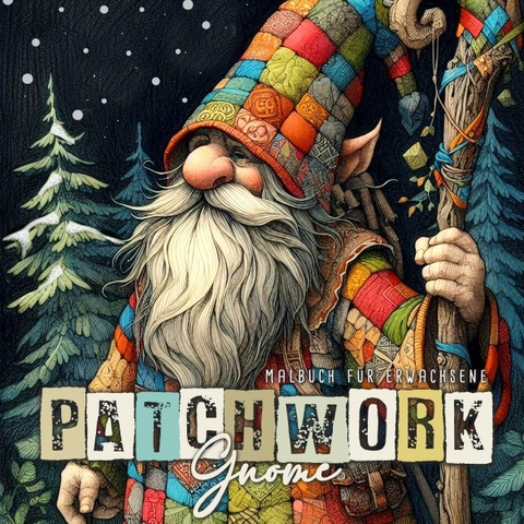 Patchwork Gnome Malbuch für Erwachsene - Monsoon Publishing, Musterstück Grafik