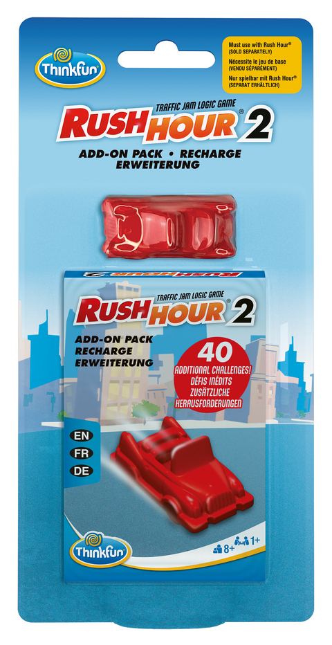 ThinkFun - 76614 - Rush Hour 2 - Erweiterung für das original Rush Hour. Mit neuen Herausforderungen für Jungen und Mädchen ab 8 Jahren.