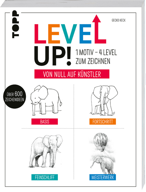 Level up! 1 Motiv - 4 Level zum Zeichnen - Gecko Keck