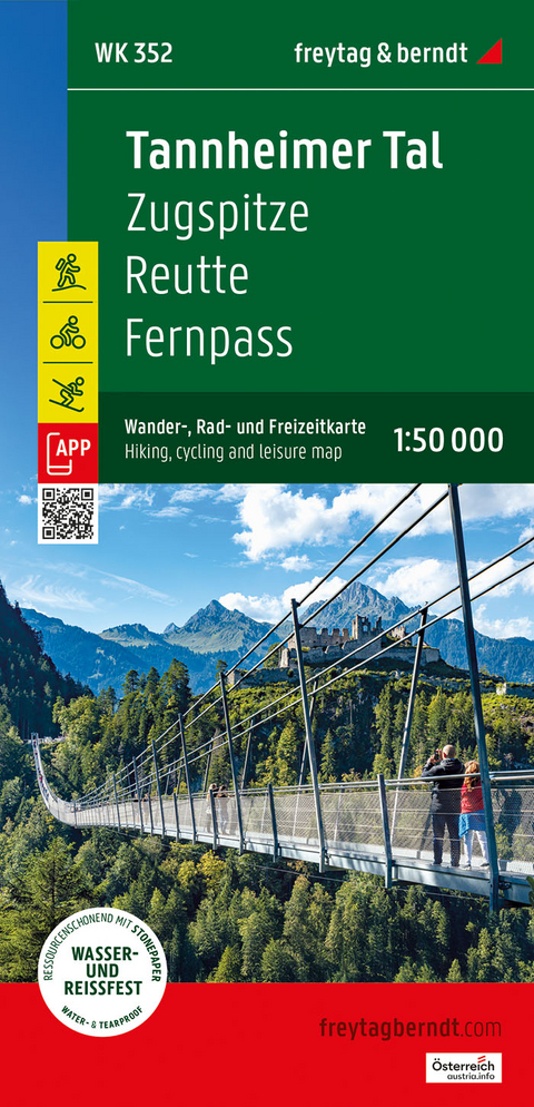 Tannheimer Tal, Wander-, Rad- und Freizeitkarte 1:50.000, freytag & berndt, WK 352