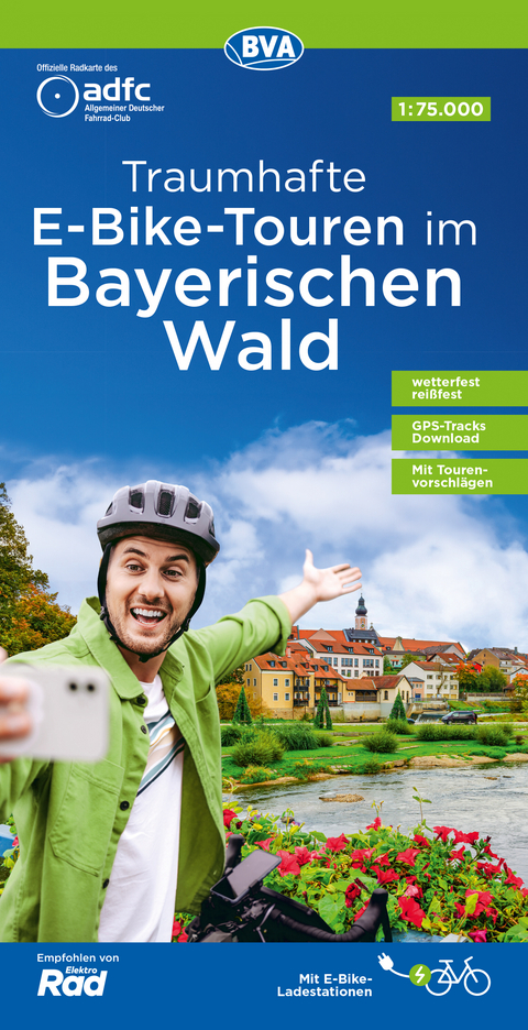 ADFC-Regionalkarte Traumhafte E-Bike-Touren im Bayerischen Wald, 1:75.000, mit Tagestourenvorschlägen, reiß- und wetterfest, GPS-Tracks Download