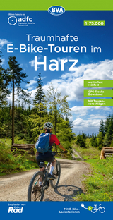 ADFC-Regionalkarte Traumhafte E-Bike-Touren im Harz, 1:75.000, mit Tagestourenvorschlägen, reiß- und wetterfest, GPS-Tracks Download - 