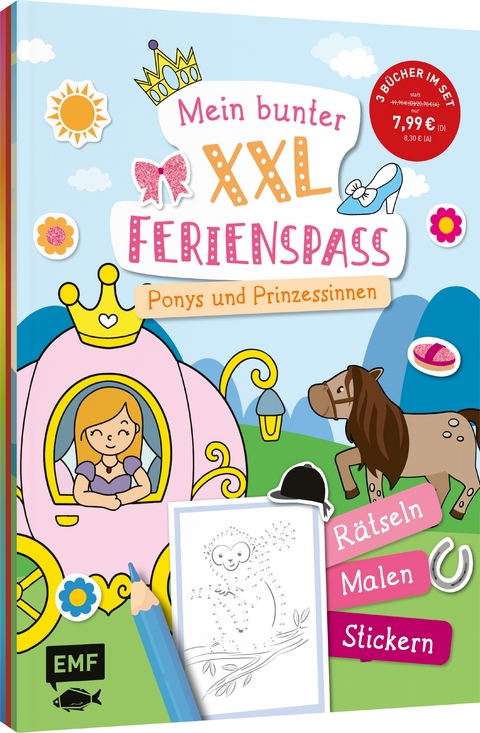 Mein bunter XXL-Ferienspaß: Ponys und Prinzessinnen – 3 Kreativbücher im Bundle