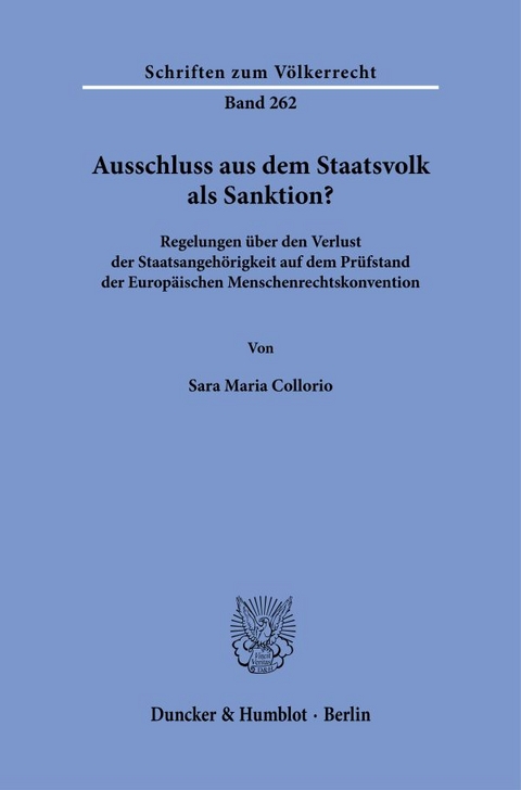 Ausschluss aus dem Staatsvolk als Sanktion? - Sara Maria Collorio