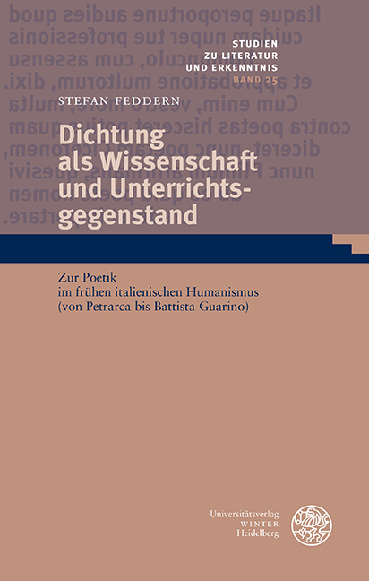 Dichtung als Wissenschaft und Unterrichtsgegenstand - Stefan Feddern