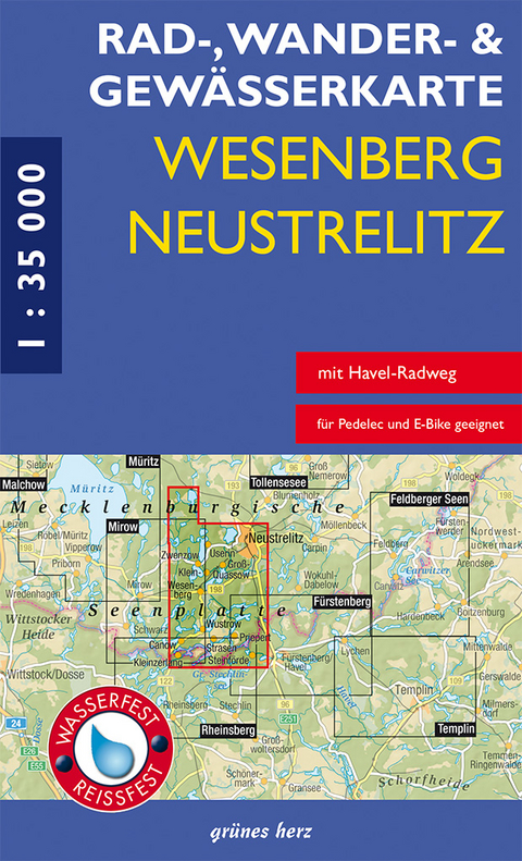 Rad-, Wander- und Gewässerkarte Wesenberg, Neustrelitz – Havel von Ratzeburg bis zum Röblinsee