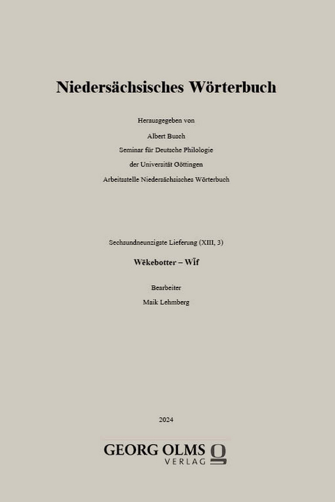 Niedersächsisches Wörterbuch - 