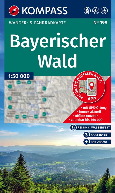 KOMPASS Wanderkarten-Set 198 Bayerischer Wald (3 Karten) 1:50.000