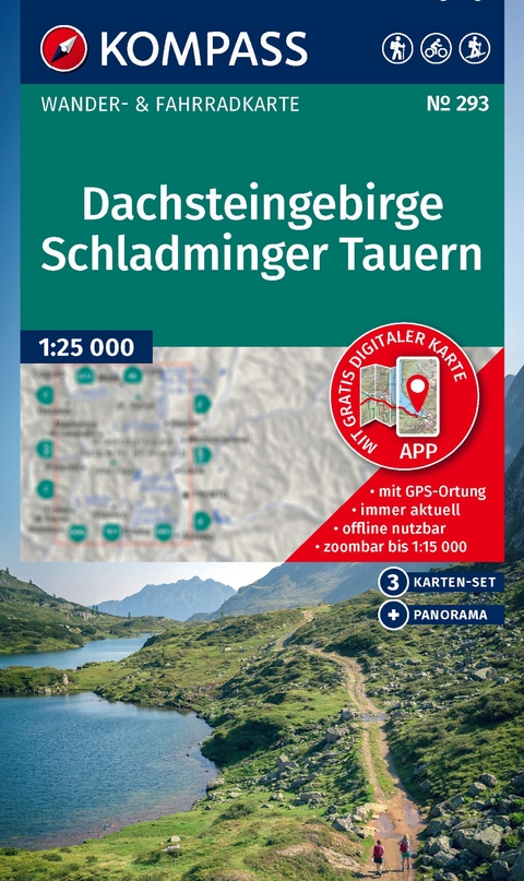 KOMPASS Wanderkarten-Set 293 Dachsteingebirge, Schladminger Tauern (3 Karten) 1:25.000