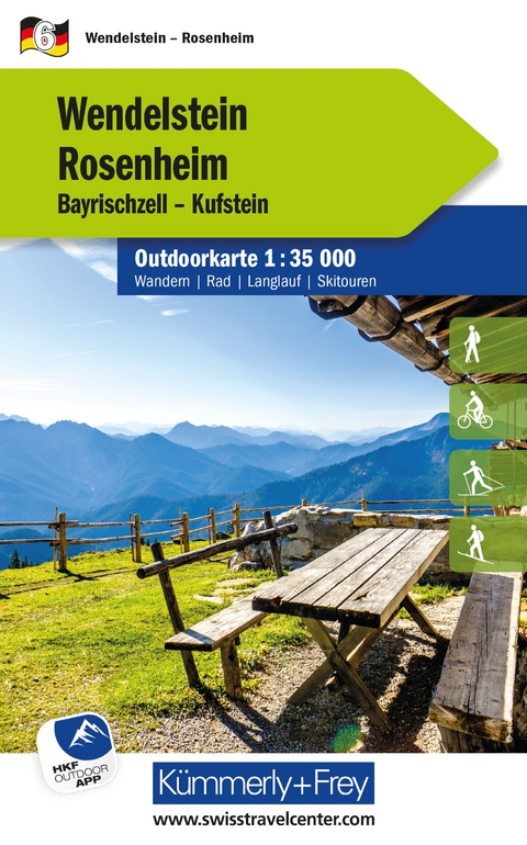 Kümmerly+Frey Outdoorkarte Deutschland 6 Wendelstein, Rosenheim 1:35.000