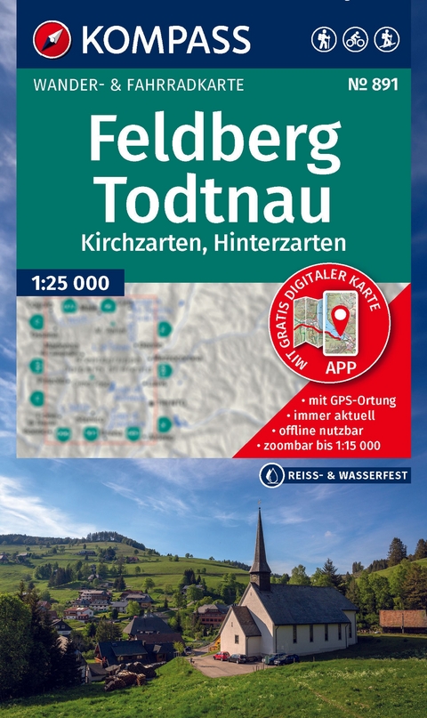 KOMPASS Wanderkarte 891 Feldberg, Todtnau, Kirchzarten, Hinterzarten 1:25.000