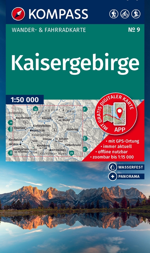 KOMPASS Wanderkarte 9 Kaisergebirge 1:50.000