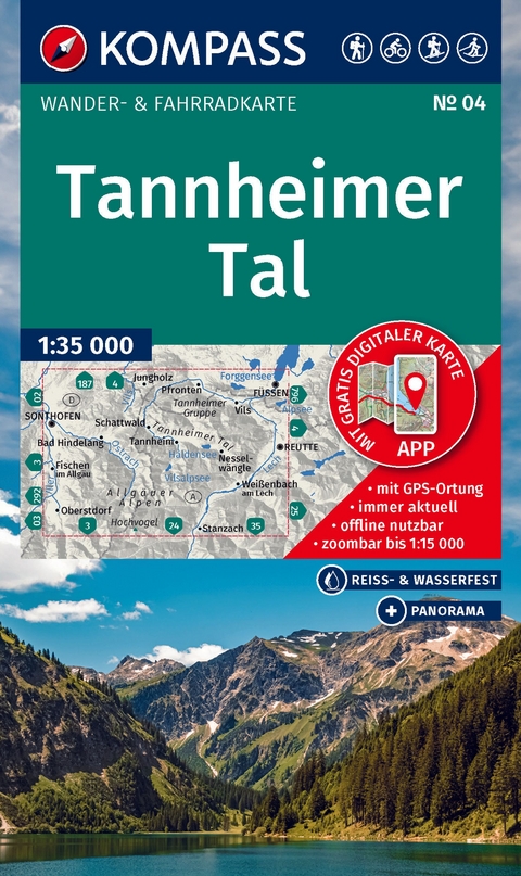 KOMPASS Wanderkarte 04 Tannheimer Tal 1:35.000