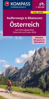 KOMPASS Radfernwegekarte Radfernwege & Biketouren Österreich - Übersichtskarte 1:300.000