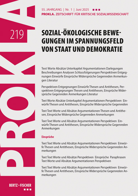 Sozial-ökologische Bewegungen im Spannungsfeld von Staat und Demokratie -  Prokla 219