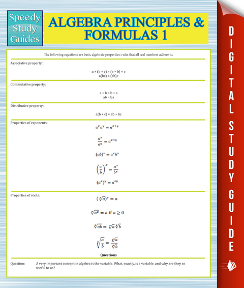 Algebra Principles And Formulas 1 (Speedy Study Guides) -  Speedy Publishing