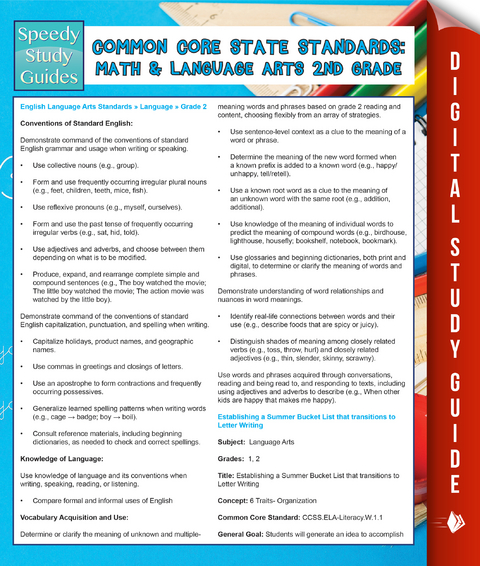 Common Core State Standards: Math And Language Arts 2nd Grade -  Speedy Publishing