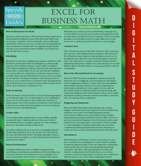 Excel For Business Math -  Speedy Publishing