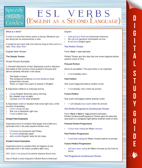 ESL Verbs (English as a Second Language) (Speedy Study Guides) -  Speedy Publishing