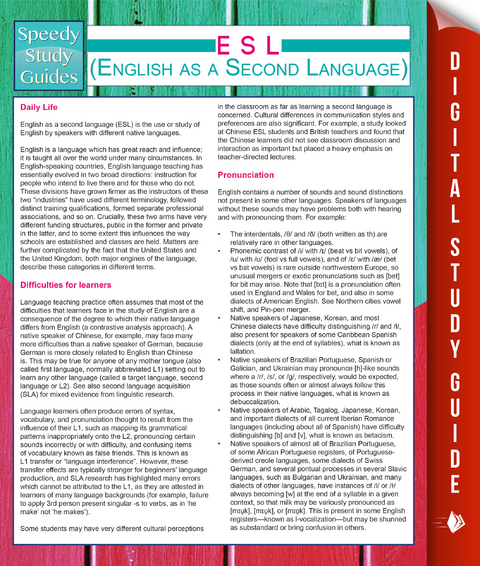 ESL (English as a Second Language) -  Speedy Publishing