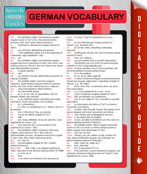 German Vocabulary (Speedy Language Study Guides) -  Speedy Publishing