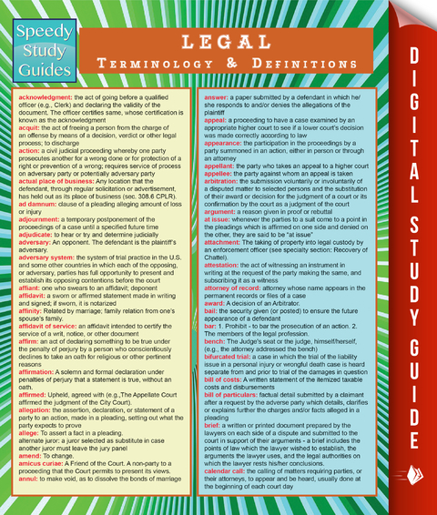 Legal Terminology and Definitions (Speedy Study Guide) -  Speedy Publishing