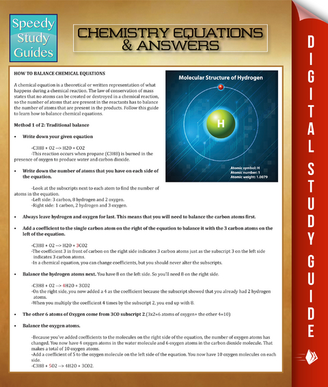 Chemistry Equations & Answers -  Speedy Publishing