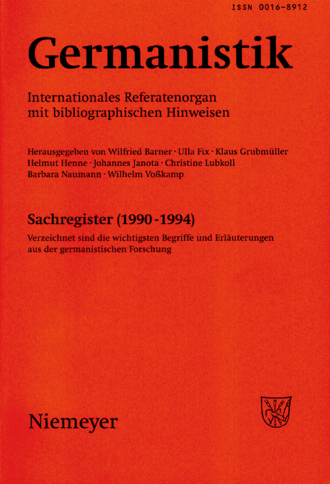 Germanistik, Sachregister (1990-1994) - 