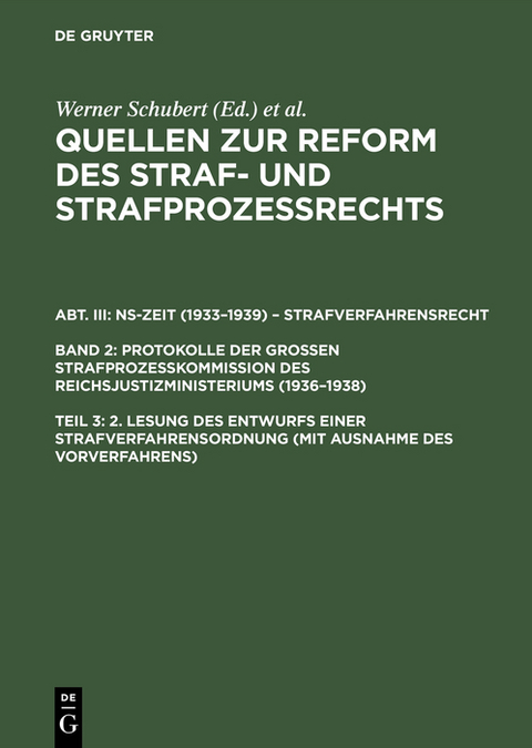 2. Lesung des Entwurfs einer Strafverfahrensordnung (mit Ausnahme des Vorverfahrens) - 