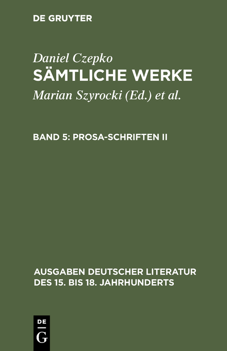 Prosa-Schriften II - Daniel Czepko