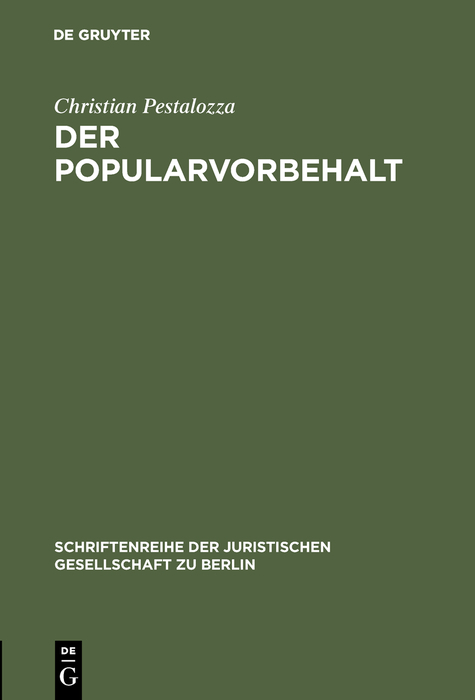 Der Popularvorbehalt - Christian Pestalozza