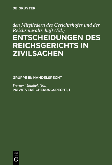 Privatversicherungsrecht, 1 - 