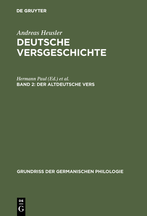 Der altdeutsche Vers - Andreas Heusler