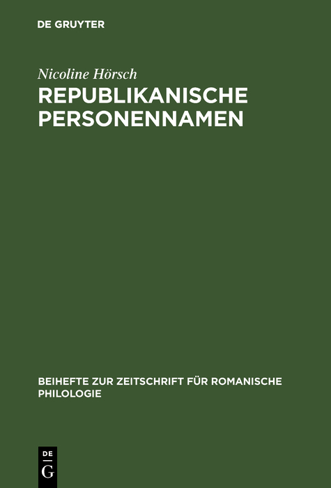 Republikanische Personennamen - Nicoline Hörsch