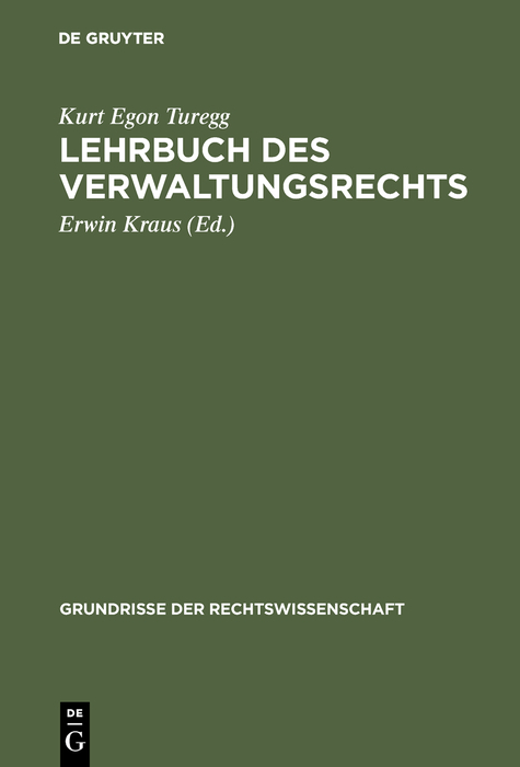 Lehrbuch des Verwaltungsrechts - Kurt Egon Turegg