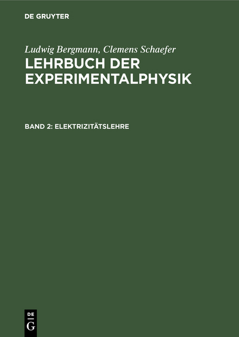 Elektrizitätslehre - Ludwig Bergmann, Clemens Schaefer